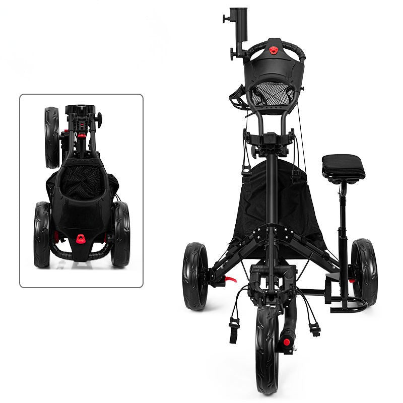 WanderS 3 Wheel Foldable Golf Push Cart Golf Trolleys With Seat Ice Packs Umbrella Holder by WanderS
