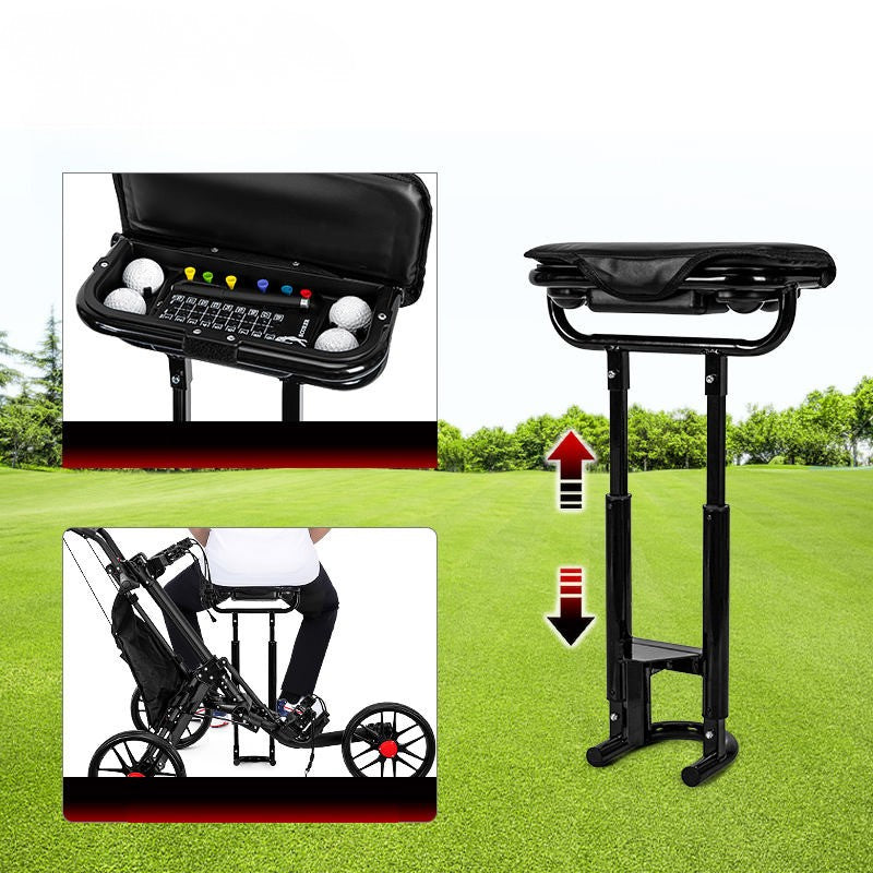 WanderS 3 Wheel Foldable Golf Push Cart Golf Trolleys With Seat Ice Packs Umbrella Holder