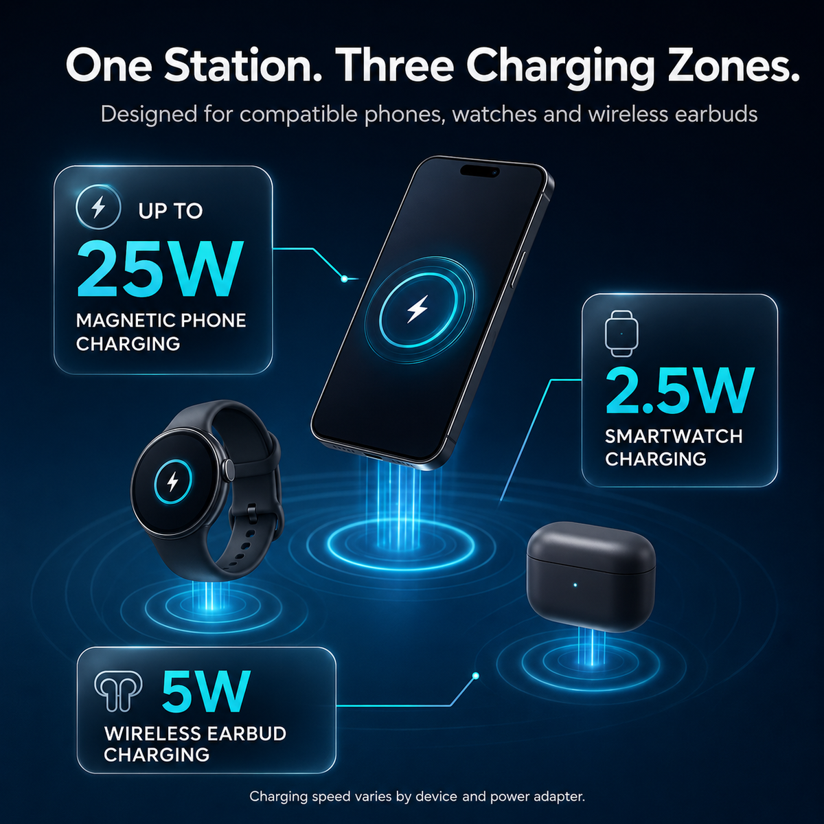 WanderS 5-in-1 Qi2.2 25W Bluetooth Speaker Cooling Wireless Charger
