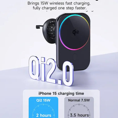 WanderS Qi2 15W Cooling Car Wireless Charger Silicone Face cover with LED
