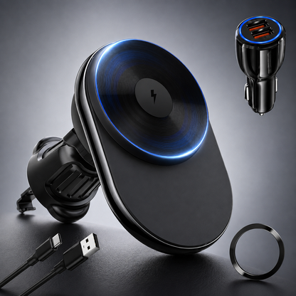 WanderS 15W Cooling Car Wireless Charger with LED Logo