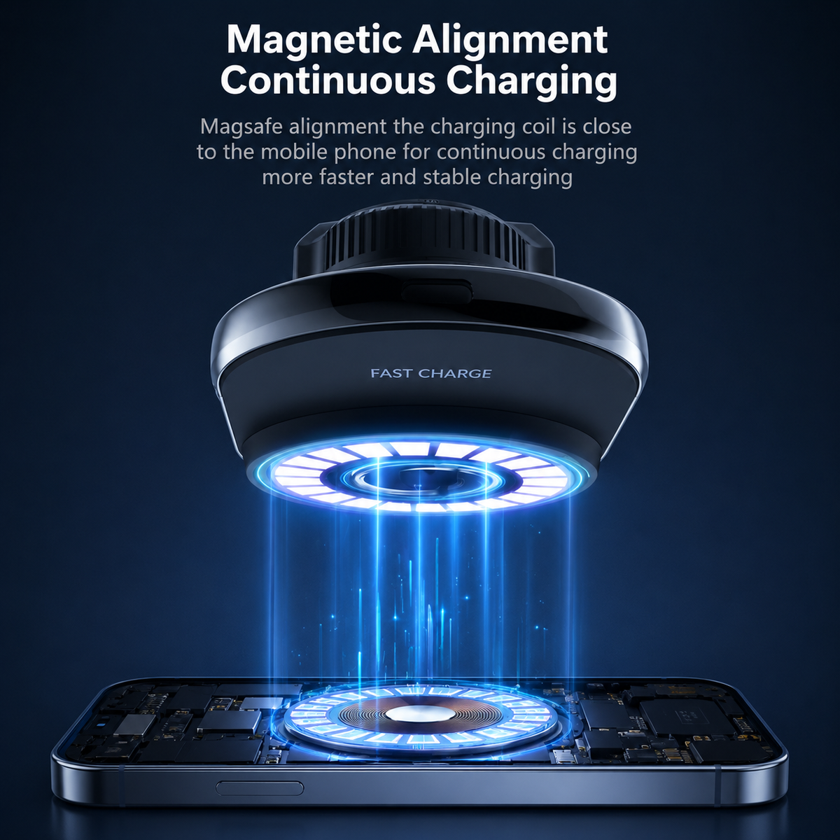 WanderS 15W Cooling Car Wireless Charger with LED Logo