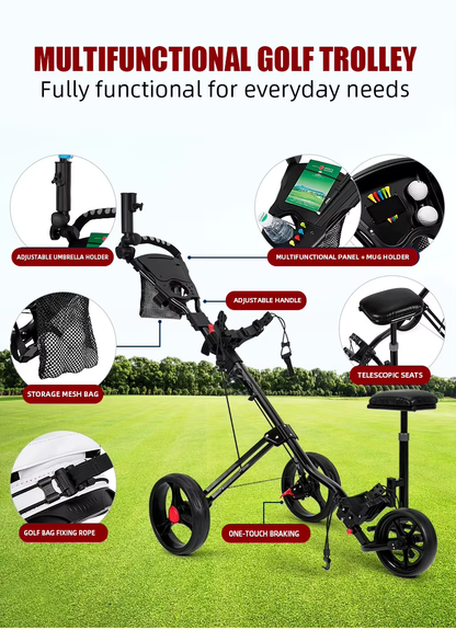 WanderS Portable Multifunction Custom Caddy Golf Cart Foldable Golf Trolley With Seat by WanderS