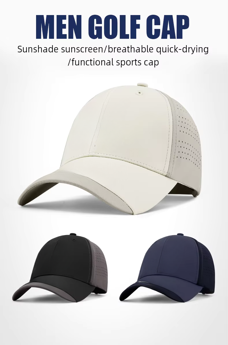 WanderS Luxury Custom Mens Front Golf Cap 3D Logo Black Golf Cap by WanderS
