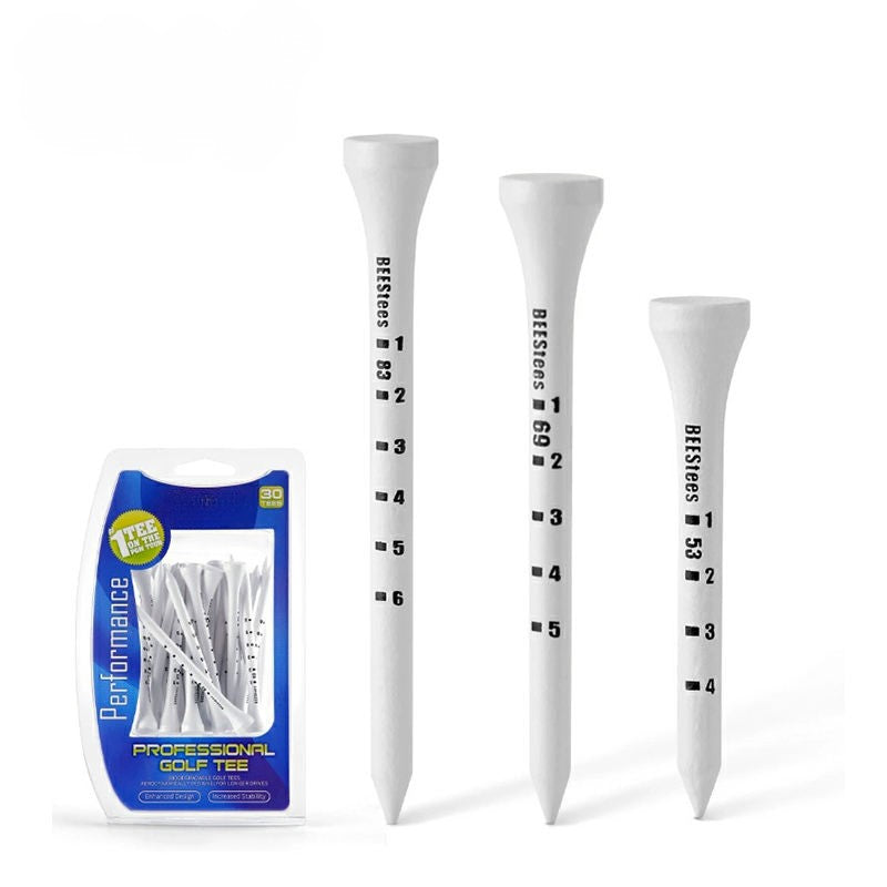 WanderS 30Pcs One Box White Golf Tees Custom Logo Wood Golf Tee With Scale