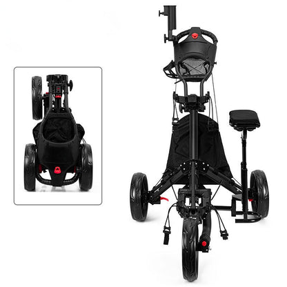 WanderS 3 Wheel Foldable Golf Push Cart Golf Trolleys With Seat Ice Packs Umbrella Holder by WanderS