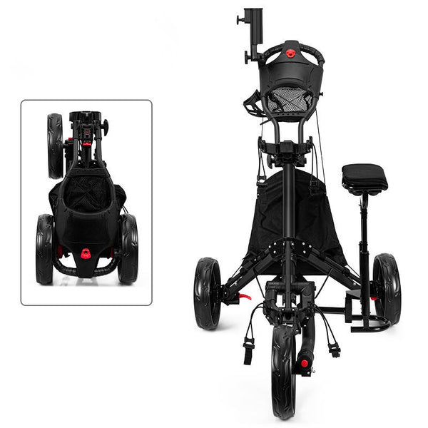 WanderS 3 Wheel Foldable Golf Push Cart Golf Trolleys With Seat Ice Packs Umbrella Holder by WanderS