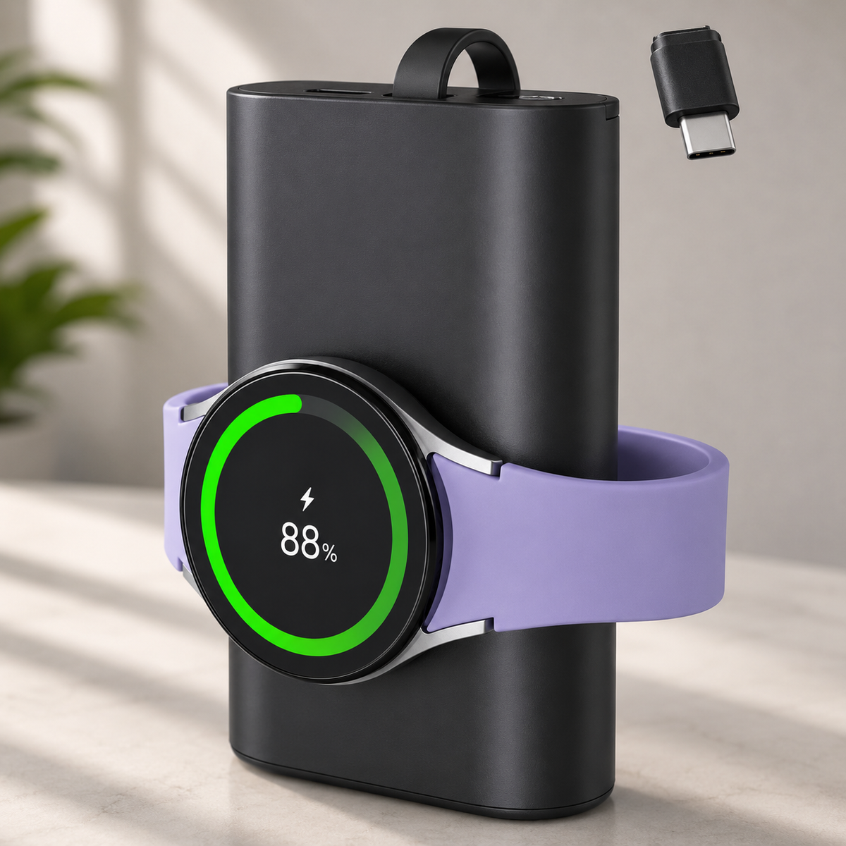 WanderS 5000mAh Phone & Samsung Watch Power Bank with Built-in Cable