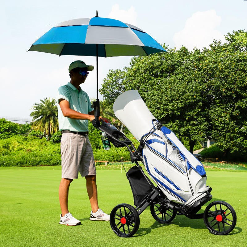 WanderS 3 Wheel Foldable Golf Push Cart Golf Trolleys With Seat Ice Packs Umbrella Holder