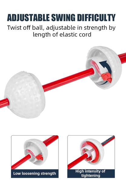 Adjustable swing difficulty training tool with red and white design on a white background