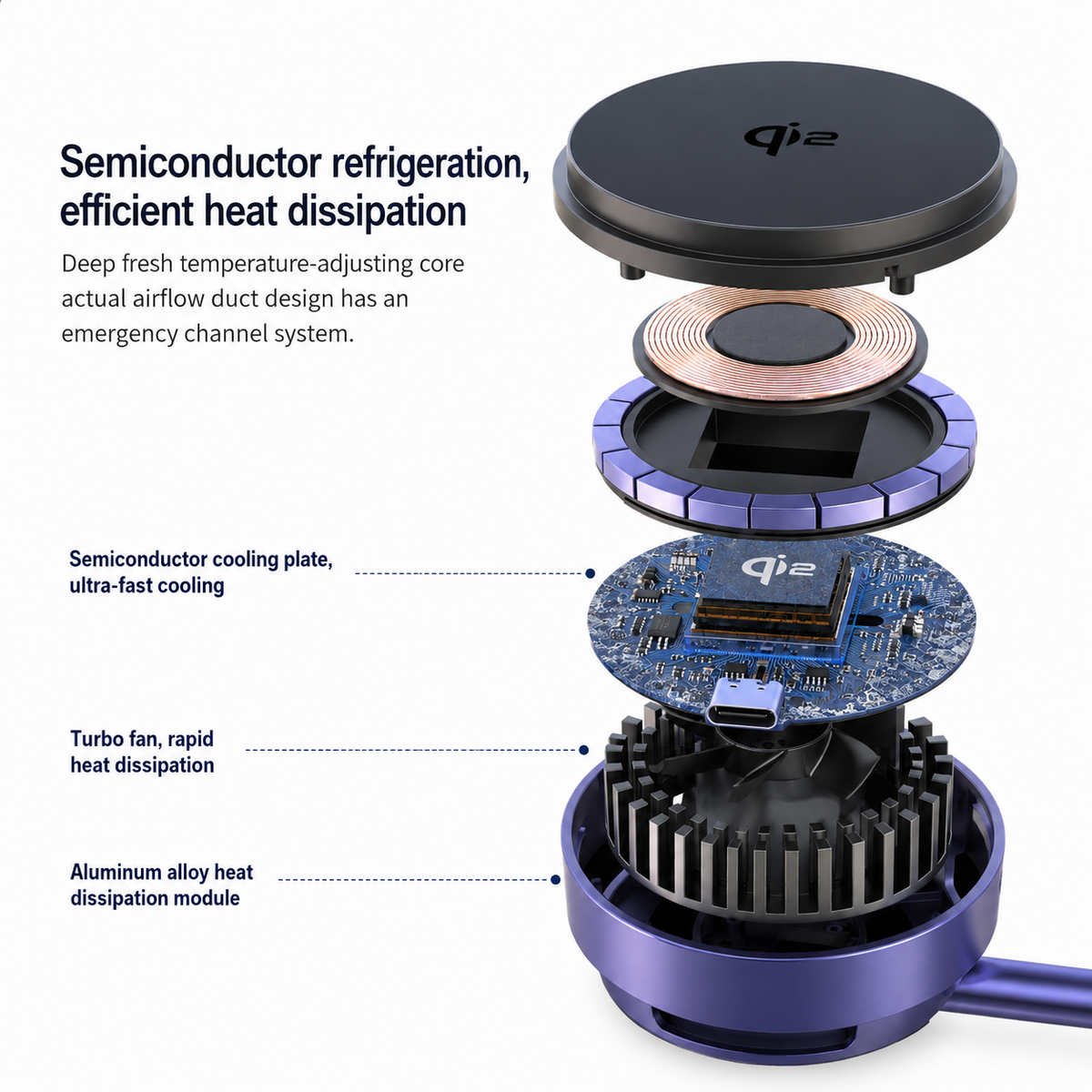 WanderS 4-in-1 Qi2 15W Cooling Wireless Charger