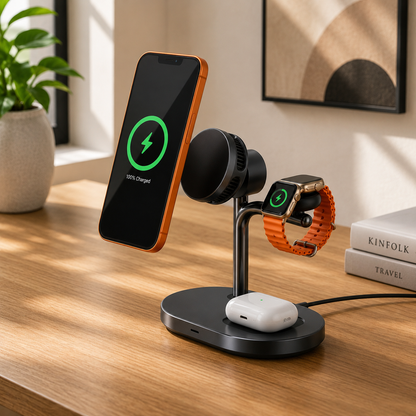 WanderS 3-in-1 Qi2.2 25W Cooling Magnetic Wireless Charger