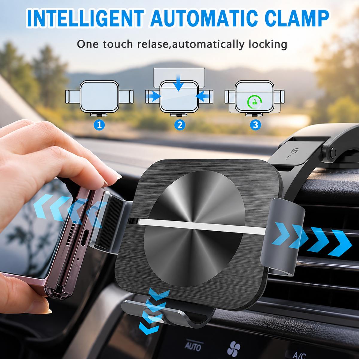 WanderS 15W Samsung Z Fold Car Wireless Charger with Brushed Finish
