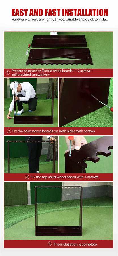 WanderS Solid Wood Golf Club Storage Display Rack 13 Hole Golf Club Rack