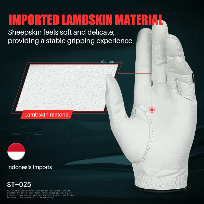 WanderS Men Golf Mitten Sheepskin Leather Mitten Anti-Slip Golf Mitten