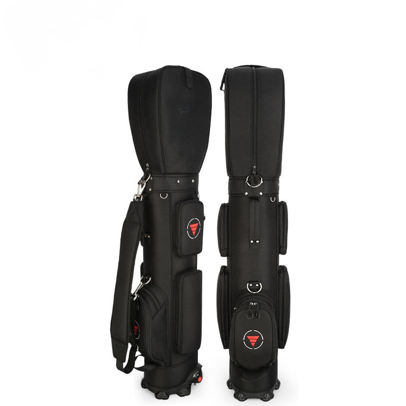 Two black hard-shell instrument gig bags shown side by side on a plain white background, with small red and white logo patches on the front pockets.
