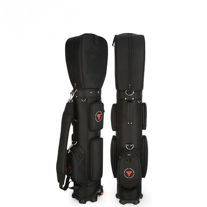 Two black hard-shell instrument gig bags shown side by side on a plain white background, with small red and white logo patches on the front pockets.