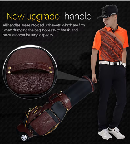WanderS High Quality Retractable Leather Golf Bag With Wheel