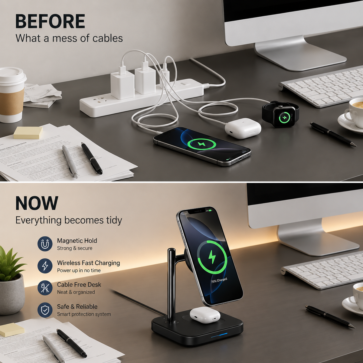 WanderS 2-in-1 Qi2.2 25W Cooling Fast Wireless Charger
