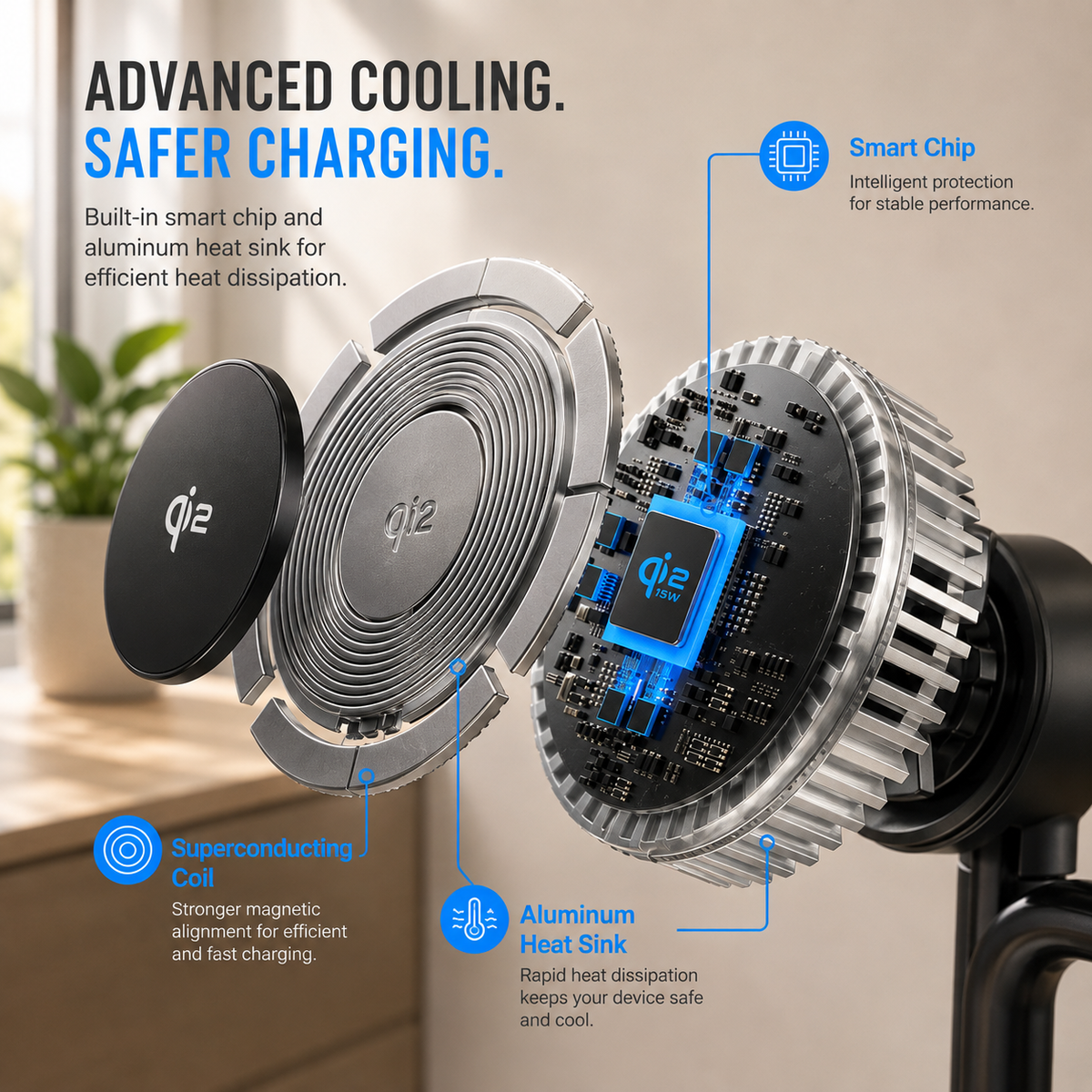 WanderS 3-in-1 Qi2.2 25W Cooling Magnetic Wireless Charger