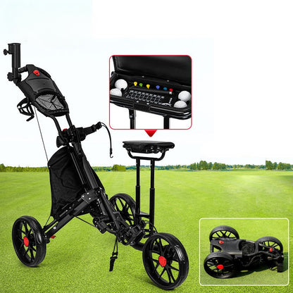 WanderS 3 Wheel Foldable Golf Push Cart Golf Trolleys With Seat Ice Packs Umbrella Holder