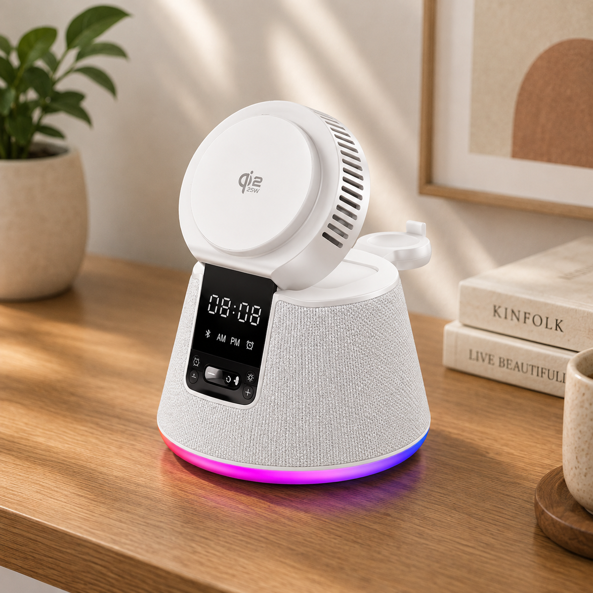 WanderS 5-in-1 Qi2.2 25W Bluetooth Speaker Cooling Wireless Charger