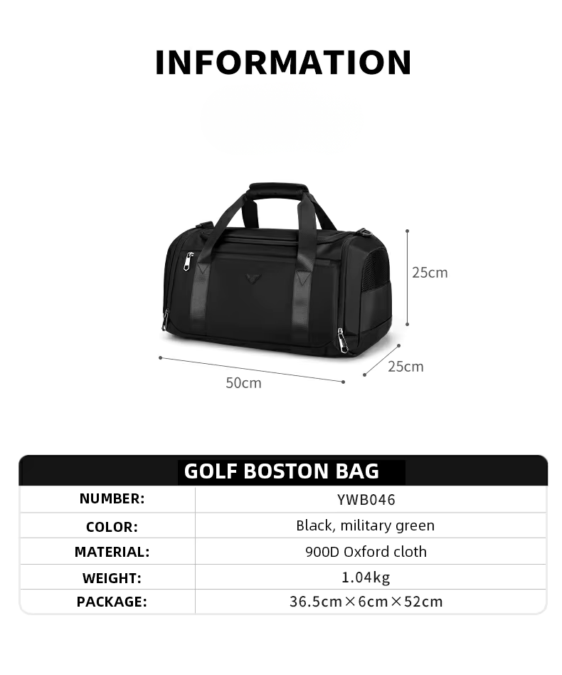 WanderS Waterproof Unisex Golf Duffel Clothing Bag Lightweight Golf Boston Bag