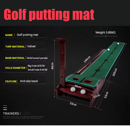 WanderS  Professional Indoor Golf Putting Trainer Velvet Mini Practice Mat
