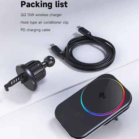 WanderS Qi2 15W Cooling Car Wireless Charger Silicone Face cover with LED