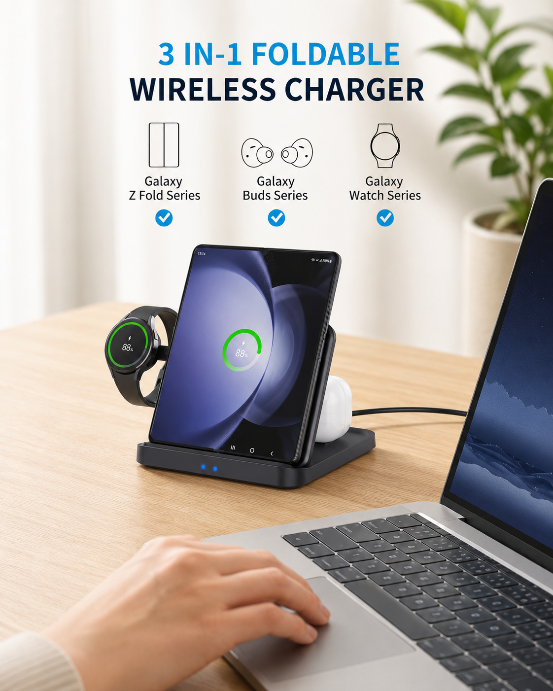 WanderS Apple 3-in-1 Foldable Wireless Charger