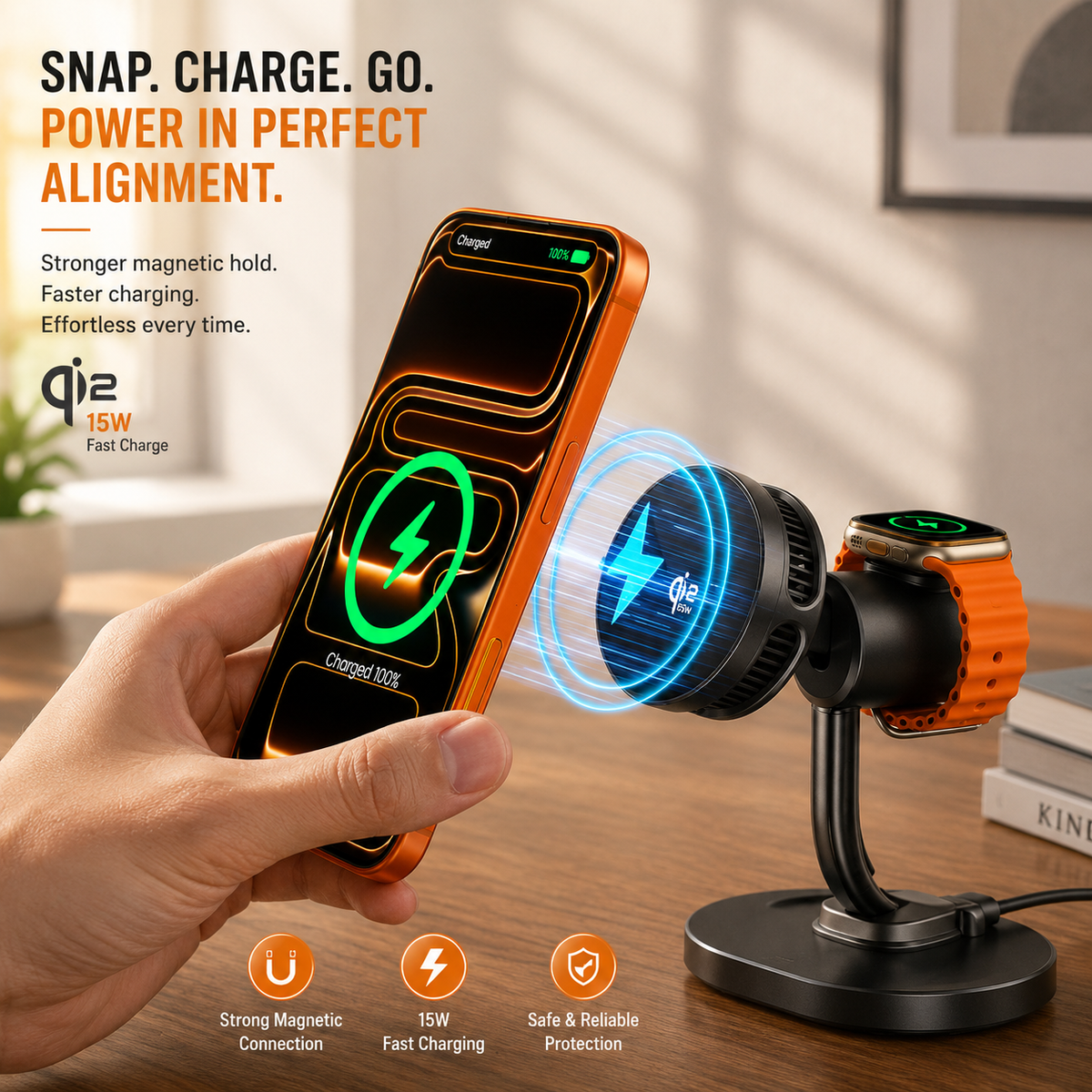 WanderS 3-in-1 Qi2.2 25W Cooling Magnetic Wireless Charger