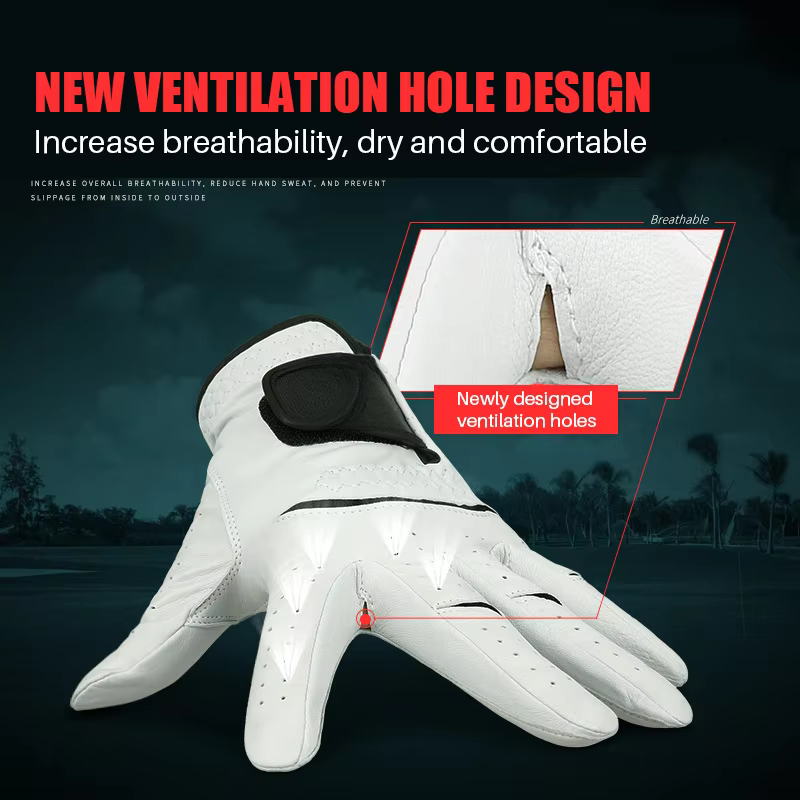 WanderS Men Golf Mitten Sheepskin Leather Mitten Anti-Slip Golf Mitten
