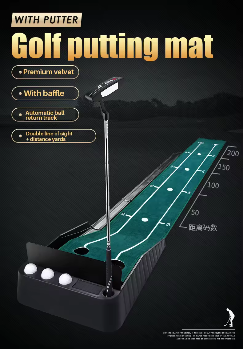 WanderS Aiming Line-Carpet Golf Putting Mat Ball Return Track Baffle Black Plastic Frame Indoor Outdoor