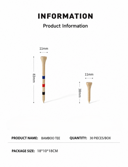 WanderS Oem Custom Bulk Wholesale Bamboo Golf Tee Biodegradable Custom Golf Tees With Height Marker