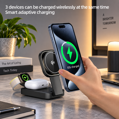 WanderS 3-in-1 Magnetic Qi2 15W Wireless Charger