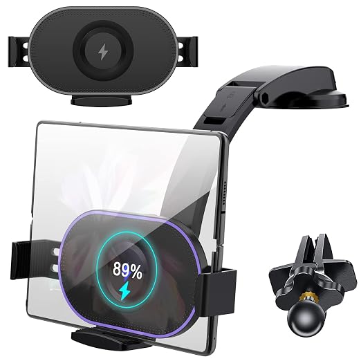 WanderS 15W Samsung Z Series Fold Car Wireless Charger with Illuminated Logo