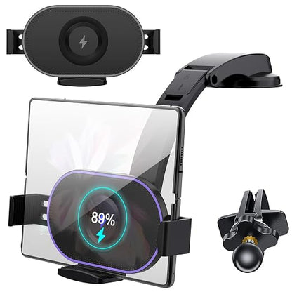 WanderS 15W Samsung Z Series Fold Car Wireless Charger with Illuminated Logo
