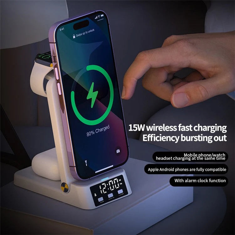 WanderS 3-in-1 Clock Wireless Charger 15W