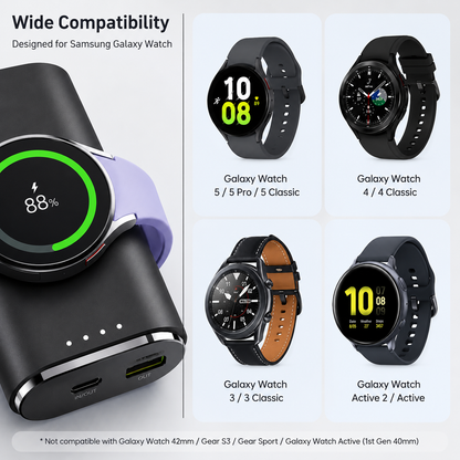 WanderS 5000mAh Phone & Samsung Watch Power Bank with Built-in Cable