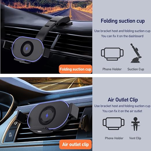 WanderS 15W Samsung Z Series Fold Car Wireless Charger with Illuminated Logo