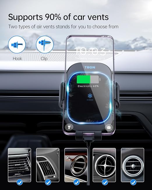 WanderS 15W Semiconductor Cooling Dual-Coil Car Wireless Charger