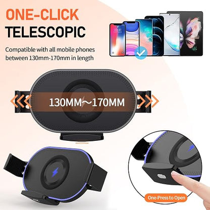 WanderS 15W Samsung Z Series Fold Car Wireless Charger with Illuminated Logo