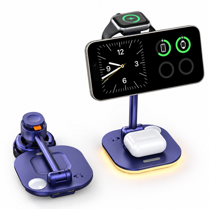 WanderS 4-in-1 Qi2 25W Max Navy Blue Cooling Wireless Charging Stand