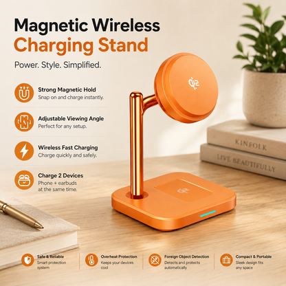 WanderS 2-in-1 Qi2.2 25W Cooling Fast Wireless Charger