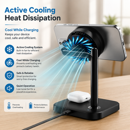 WanderS 2-in-1 Qi2.2 25W Cooling Fast Wireless Charger