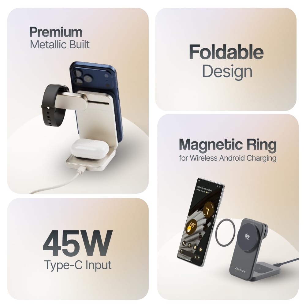 WanderS 3-in-1 Qi2.2 25W Cooling Desktop Wireless Charger