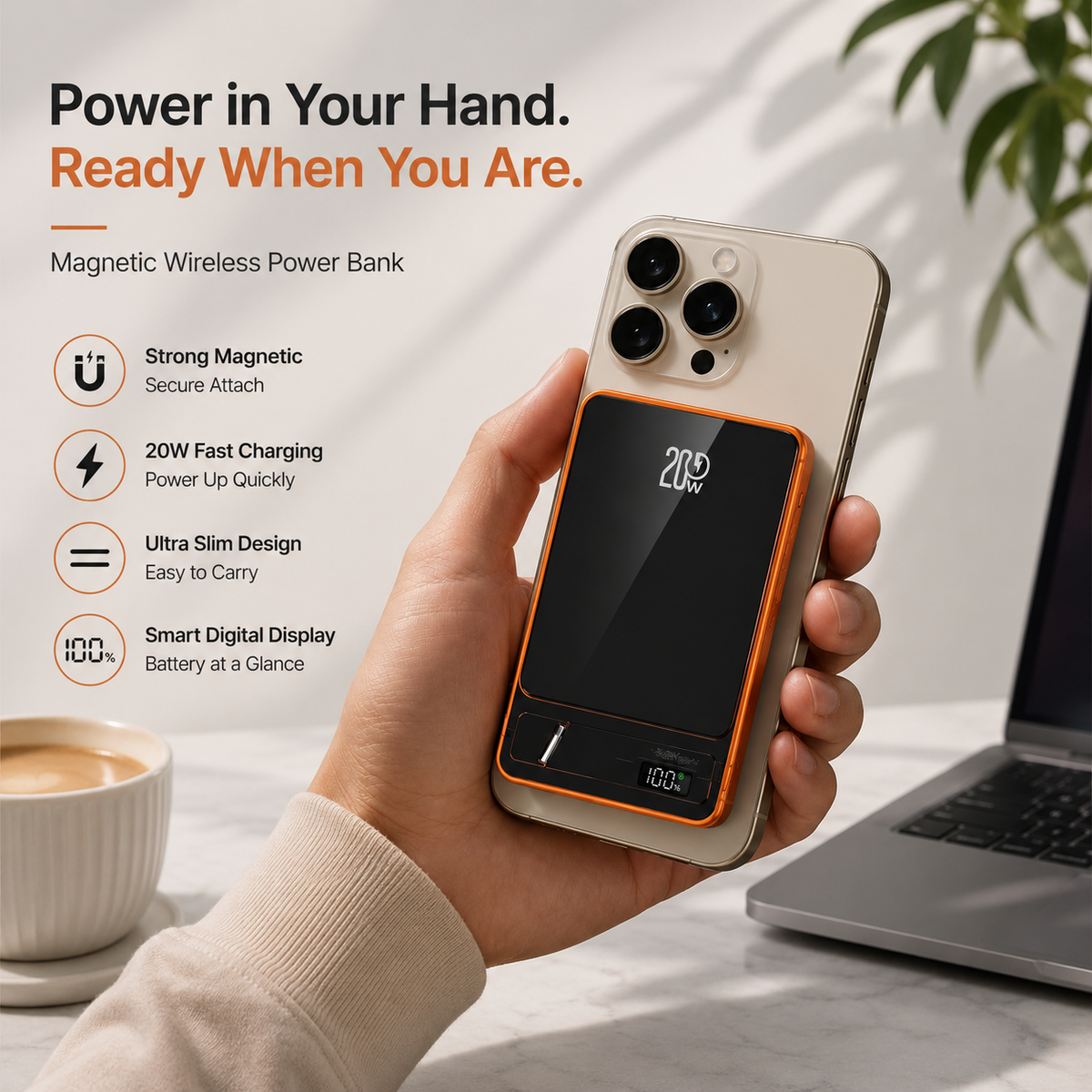 WanderS 5000mAh Ultra-Thin Magnetic 20W Power Bank