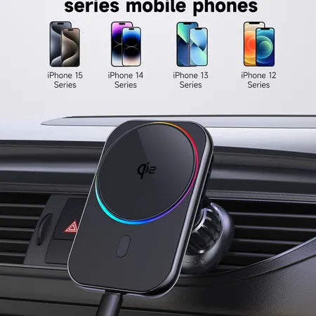 WanderS Qi2 15W Cooling Car Wireless Charger Silicone Face cover with LED