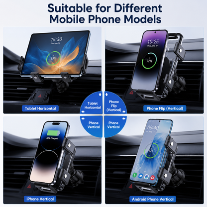 WanderS 15W Dual-Coil Auto-Clamp Car Wireless Charger