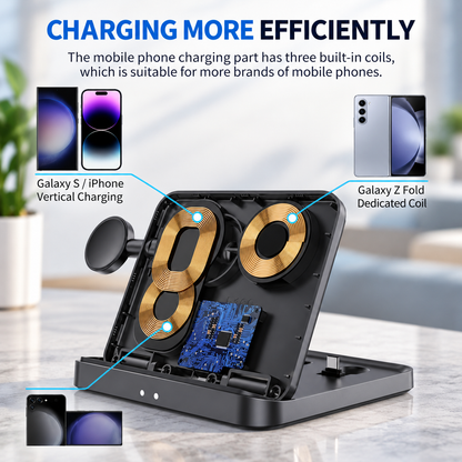 WanderS Samsung Z Fold 3-in-1 Foldable Wireless Charger 15W